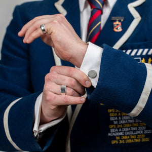 Cufflinks - engrave with bespoke school design. A graduation gift with a tangible symbol connecting the students to their class year. 